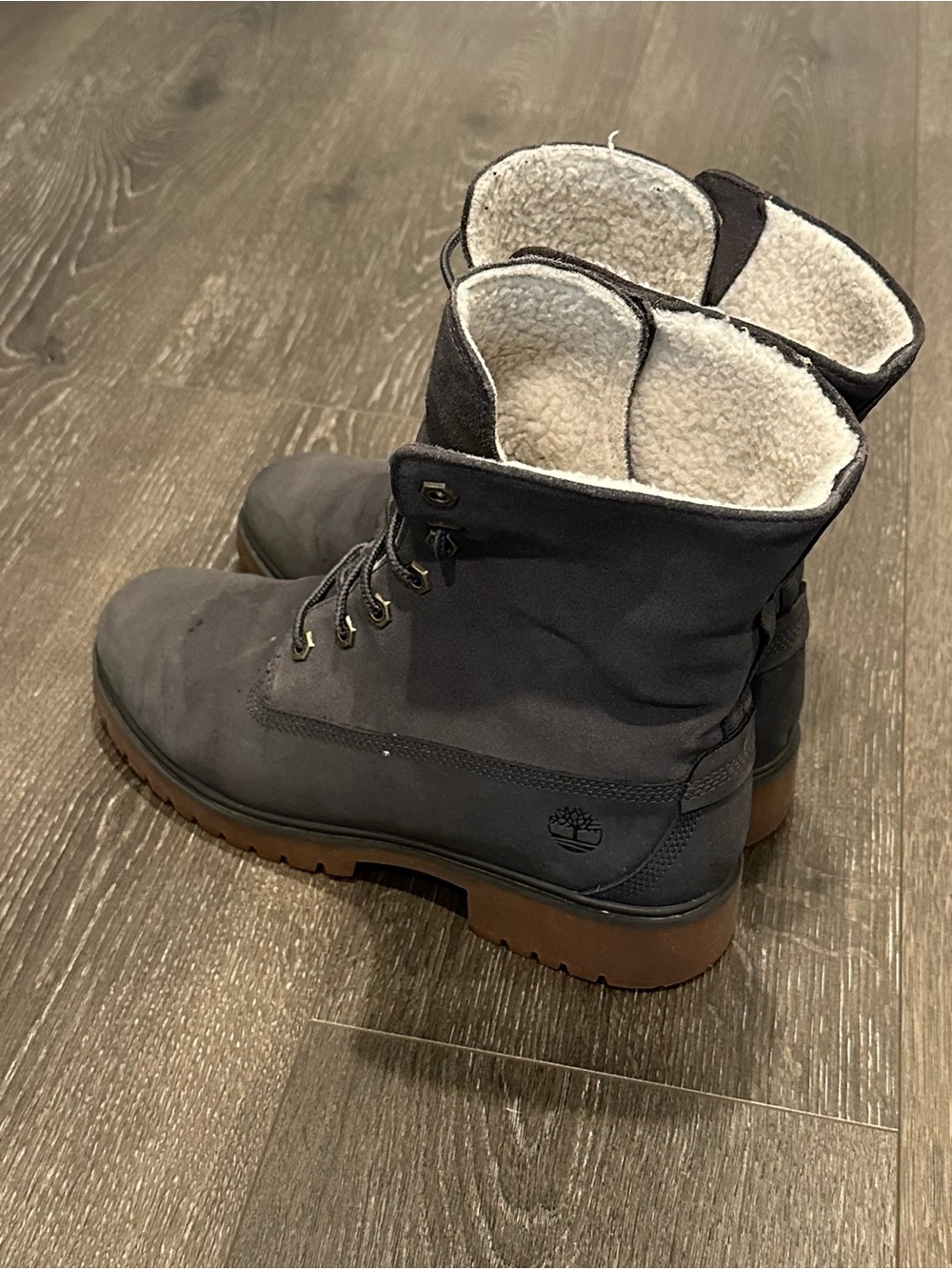 Timberland Womans Dark Gray Sherpa-Waterproof Lined Lace-Up Boots  Size 8